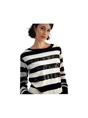 MONARI STRIPED SEQUIN PANEL TOP.